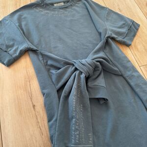 Taylor Swift XS Folklore Mirrorball Lyric Wrap Shirt Dress Short Sleeve Blue